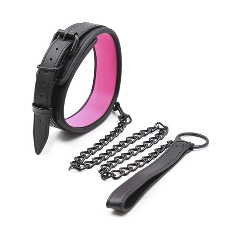 BDSM Restraint Bondage Kit Neck-to-Wrist with Leash & Eye Mask - Black&Rose