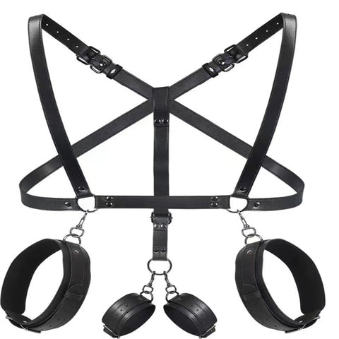 BDSM Anal Hook Bondage Restraints Kit with Adjustable Thigh Sling & Breasts Harness