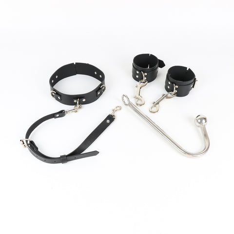 BDSM Anal Hook Restraint Strap Bondage Set with Handcuffs & Collar