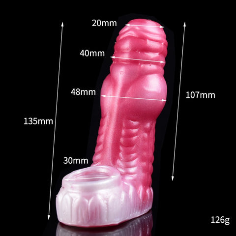 FAAK Red Dragon Fantasy Monster Silicone Penis Sleeve Cock Extender - 302