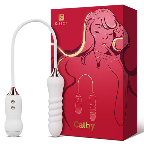 KISTOY Cathy Suction & Telescopic Dildo Vibrator - White