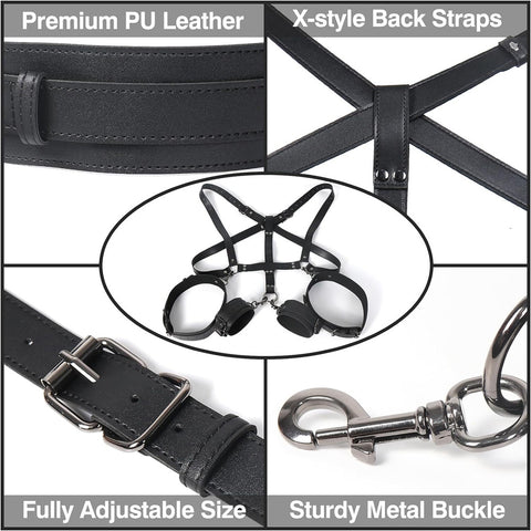 BDSM Anal Hook Bondage Restraints Kit with Adjustable Thigh Sling & Breasts Harness