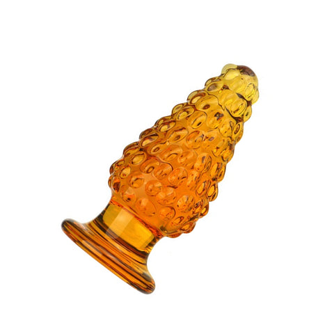 Golden Christmas Tree Glass Anal Plug - Large