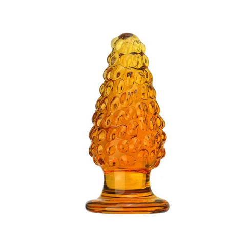 Golden Christmas Tree Glass Anal Plug - Large