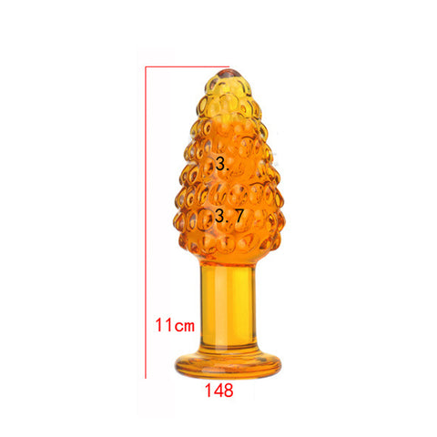 Golden Christmas Tree Glass Anal Plug - Small