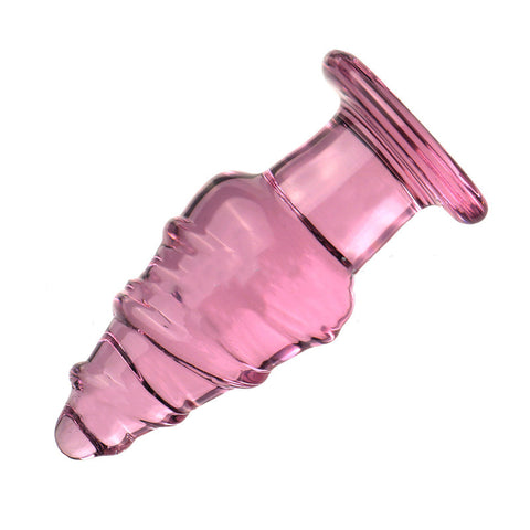 XL Crystal Glass Spiral Anal Plug - Pink