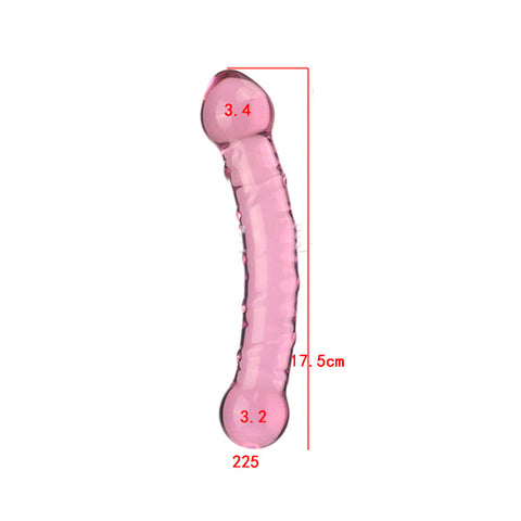17.5cm Pink Glass Double Ended Dildo / Anal Plug