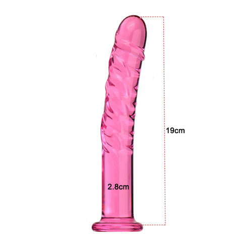 19cm Pink Crystal Glass Dildo / Anal Plug Thruster