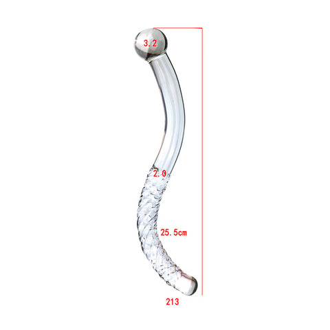 XL 25.5cm Spiral Double Ended Glass Anal Plug / Thruster Dildo