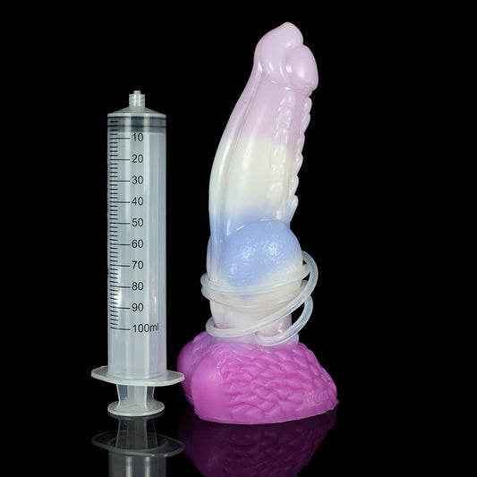 YOCY Ejaculating Dragon Dildo with 100ml Syringe- Seajelly