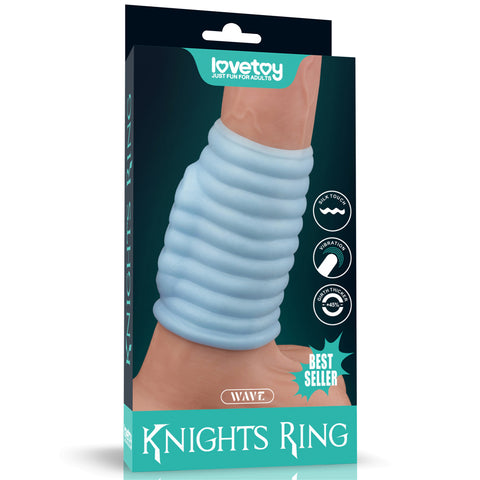 LOVETOY Vibrating Wave Knights Ring Penis Sleeve - Blue