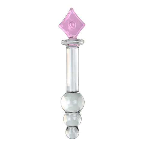 19.5cm Diamond Beaded Glass Dildo / Anal Plug