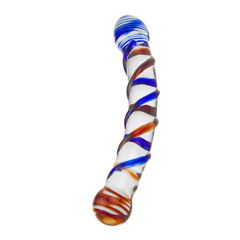 21cm Double-Ended Crystal Glass Dildo / Anal Plug - Red&Blue