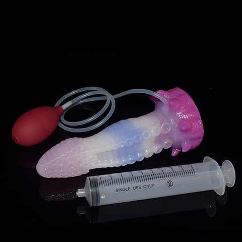 YOCY Ejaculating Tentacle Dildo With Syringe and Bulb- Seajelly