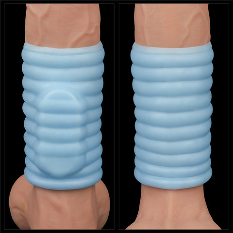 LOVETOY Vibrating Wave Knights Ring Penis Sleeve - Blue