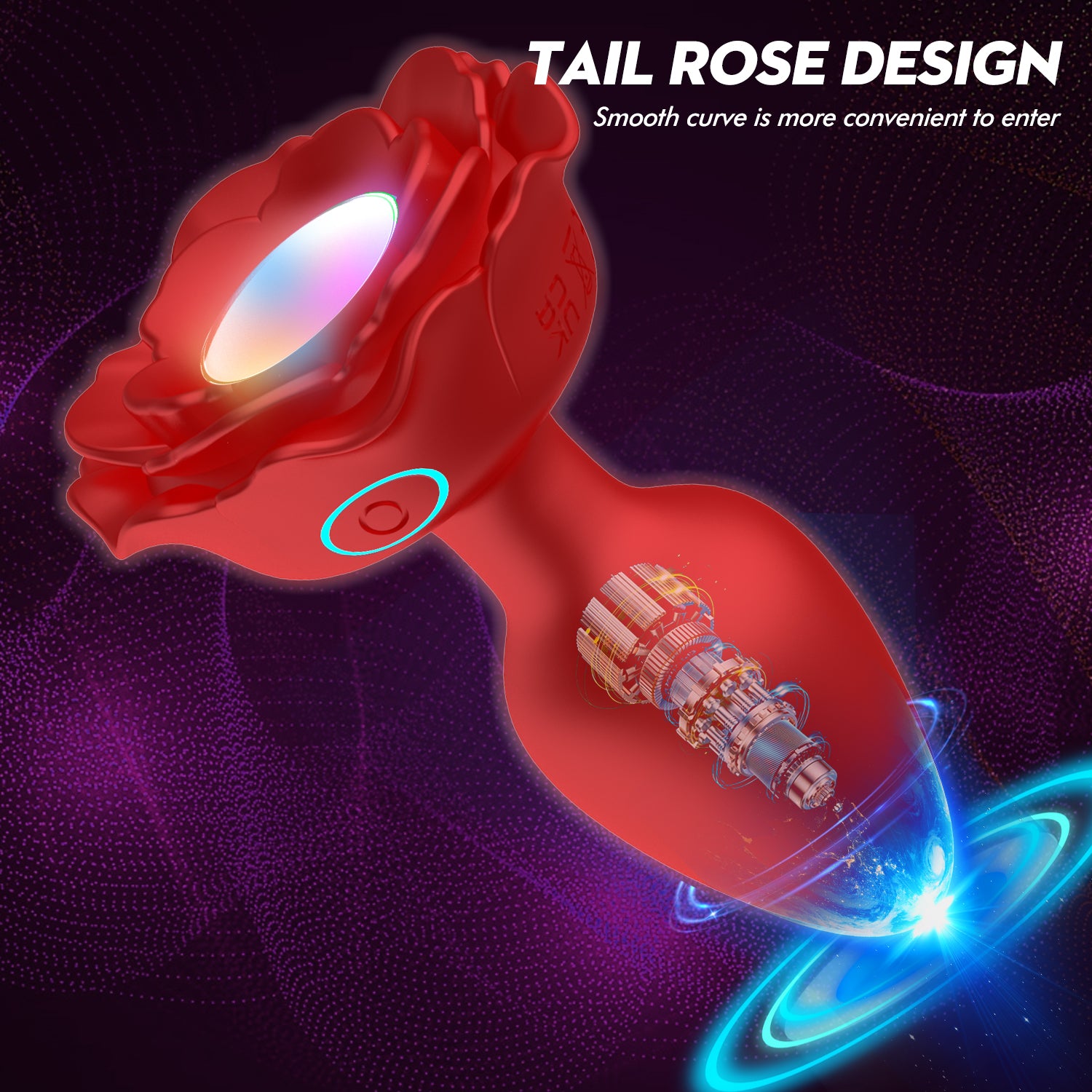 AH ROSE Lighting Remote Control Anal Plug Vibrator - Red