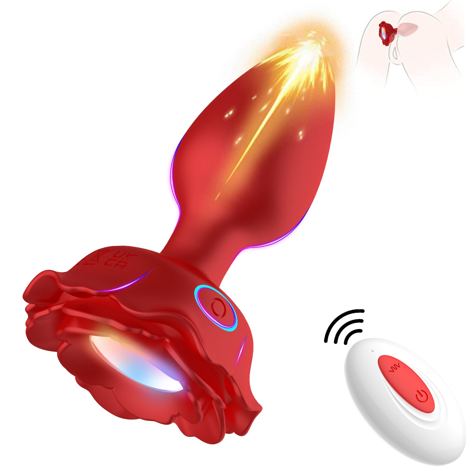 AH ROSE Lighting Remote Control Anal Plug Vibrator - Red sexyplay.com.au AH ROSE Lighting Remote Control Anal Plug Vibrator - Red sexyplay.com.au