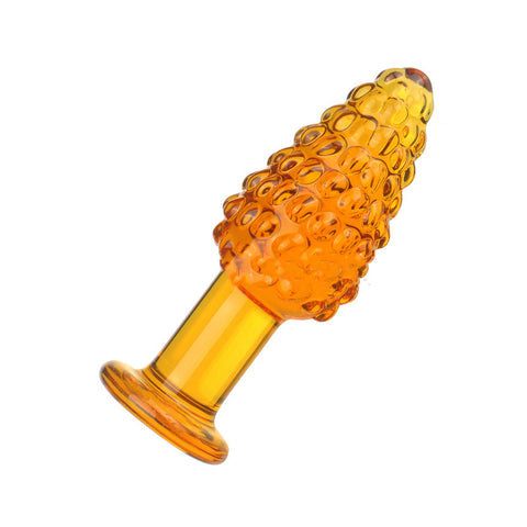 Golden Christmas Tree Glass Anal Plug - Small