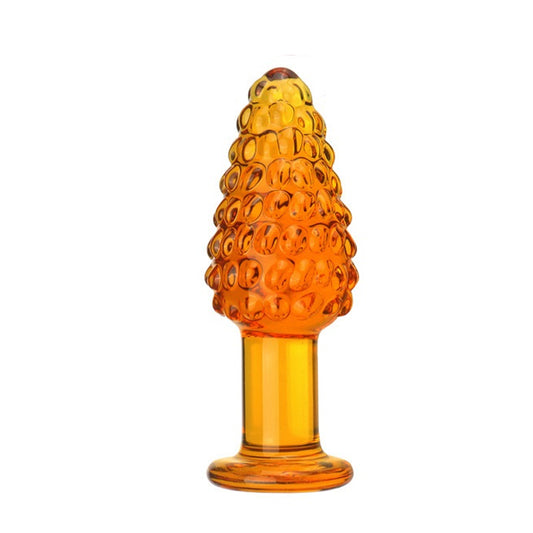Golden Christmas Tree Glass Anal Plug - Small