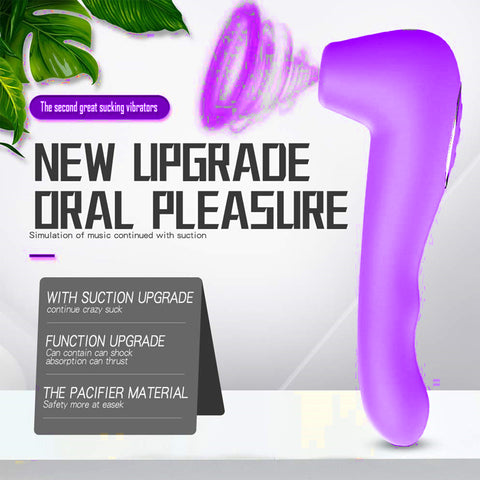 LEYI Double-Ended Auto-Heating Clitoris Suction Vibrator - Purple