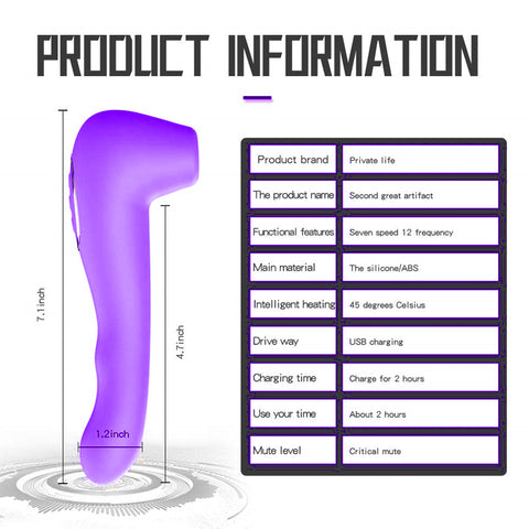 LEYI Double-Ended Auto-Heating Clitoris Suction Vibrator - Purple