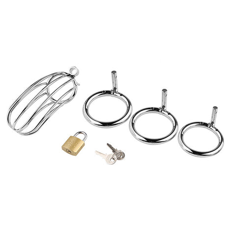 STAINLESS STEEL Male Chastity Device Penis Cage / 3 Ring Size - RYCB013