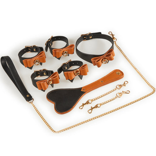 Premium Real Leather Bondage Restraint Kit - 5 Pcs