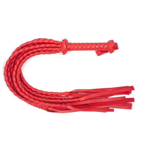 62cm Faux Leather Bondage Braided Tassel Flogger - Red