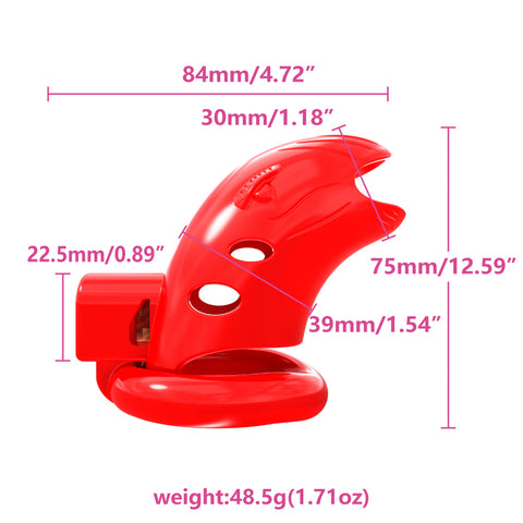 MD Bird Male Chastity Cage Penis Cage - Red 3 Rings