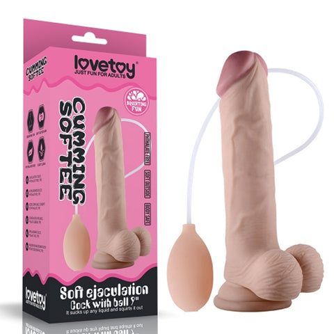 LOVETOY 9" Soft Ejaculation Cock With Ball / Squarting Dildo