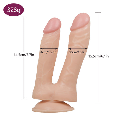 MD Fighter Realistic Double Penetration Dildo - Nude