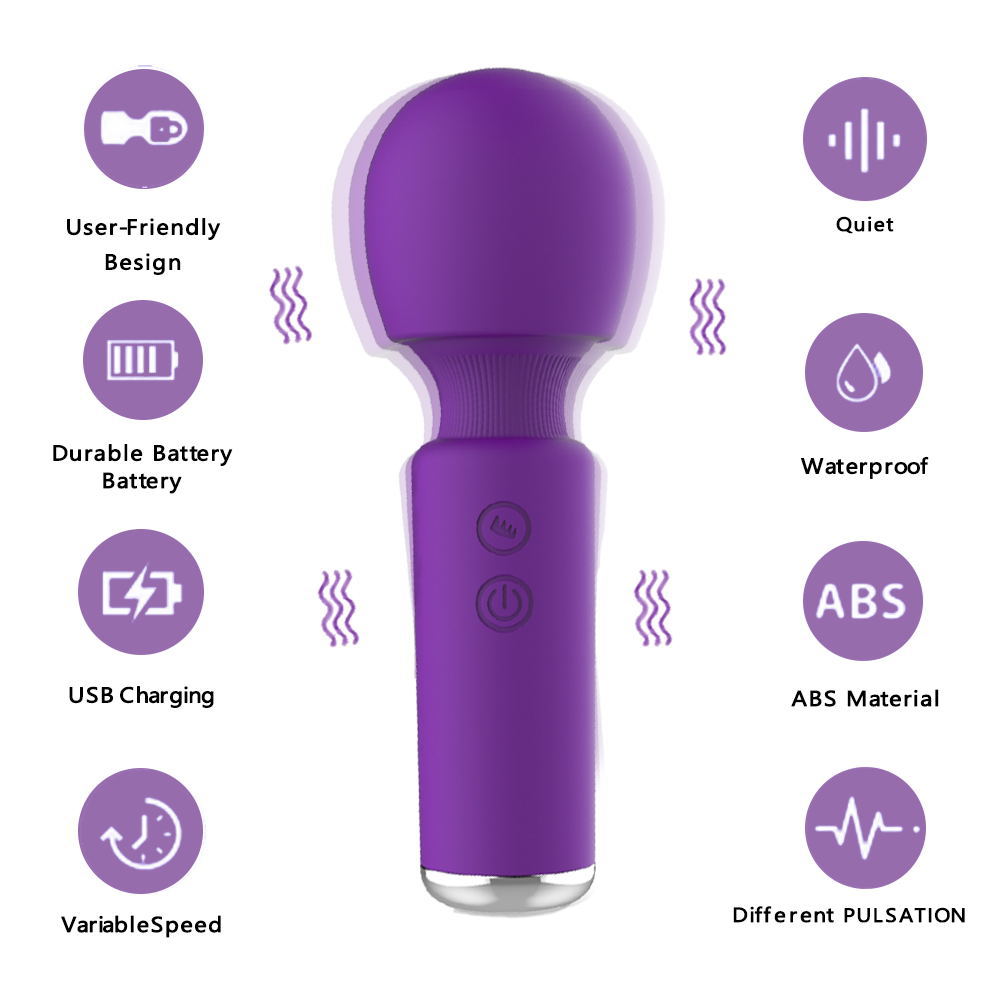 HC Silicone Mini Wand Massager Vibrator - Purple