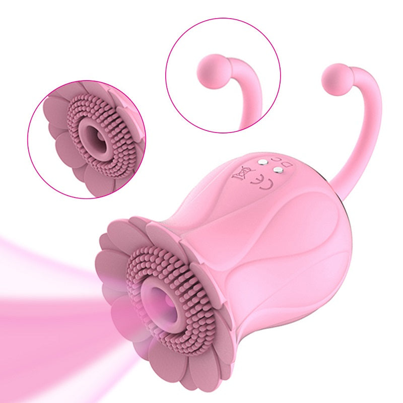 HC Rose Clitoris Suction Vibrator - Pink