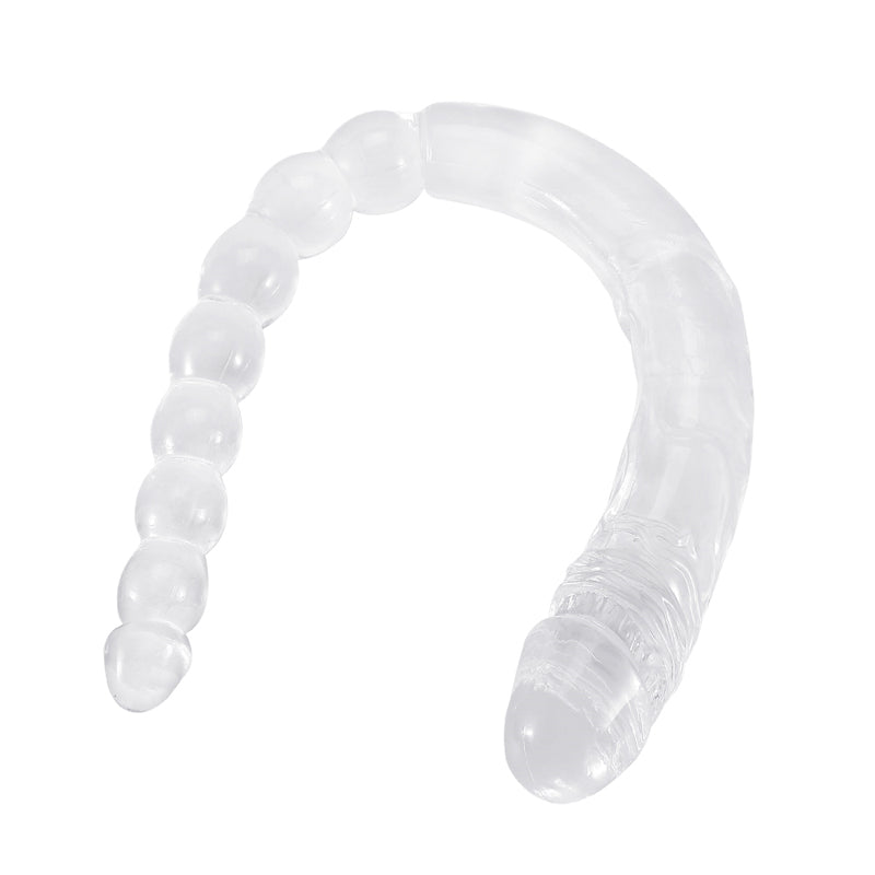 DY 47cm Crystal Double Penetration Dildo Plus Anal Beads