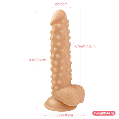 MD 24cm Beaded Realistic Dildo with Suction Cup