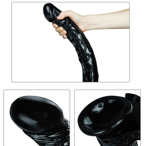 MD Super 41cm Realistic Dildo / Anal Snake - Black