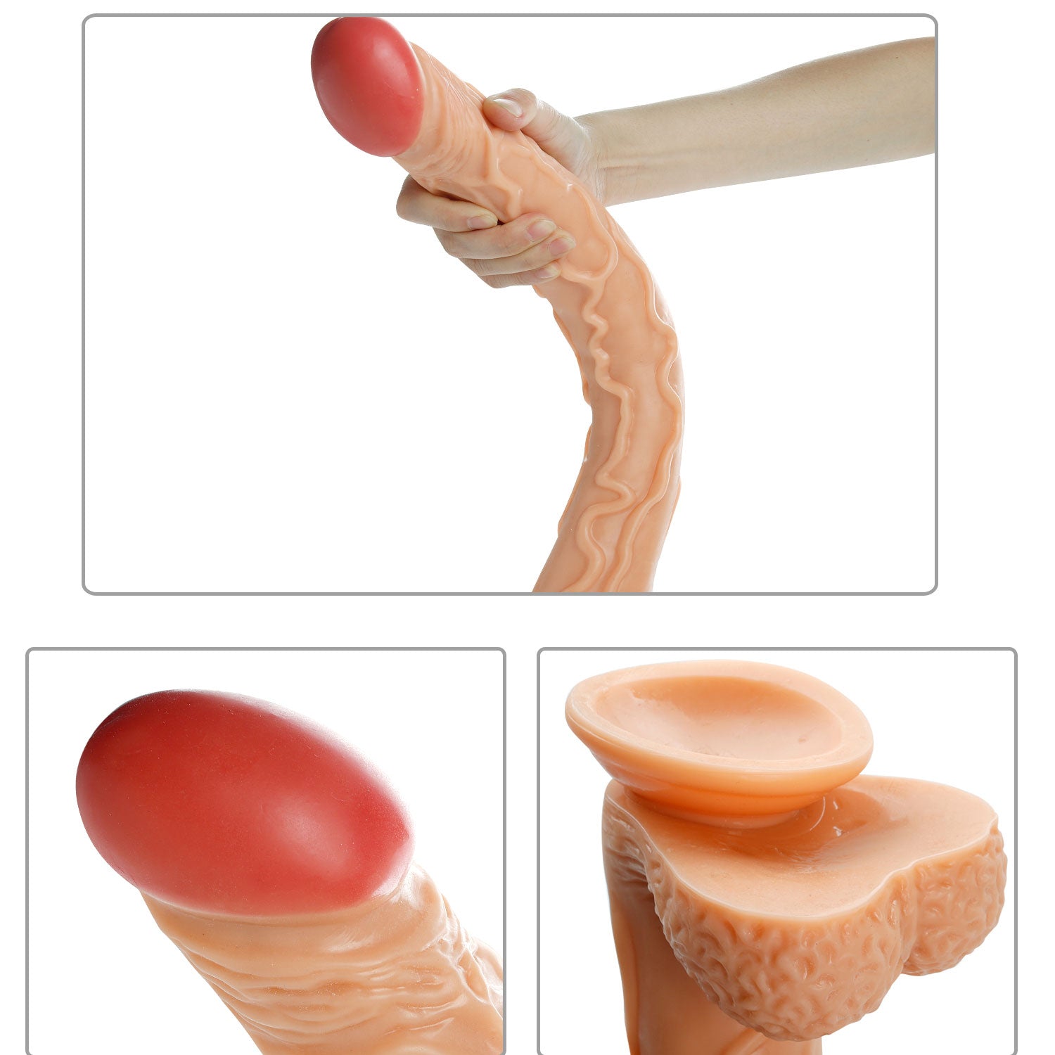MD Super 41cm Realistic Dildo / Anal Snake - Nude Color
