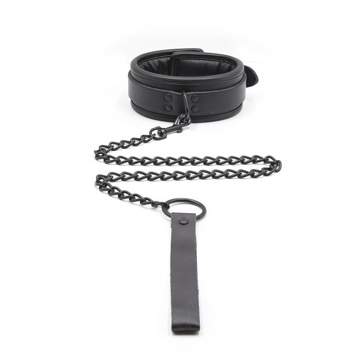 BDSM Faux Leather Bondage Collar with Leash