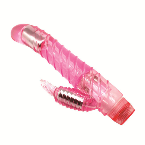 Aphrodisia Dual Stimulator Curvy Seduction Rabbit Vibrator Dildo - Pink