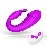 JRL Remote Control Wearable Clitoris & GSpot Vibrator Dildo - Purple