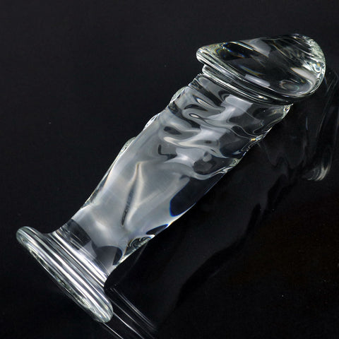 17.5cm Crystal Glass Realistic Dildo / Anal Plug