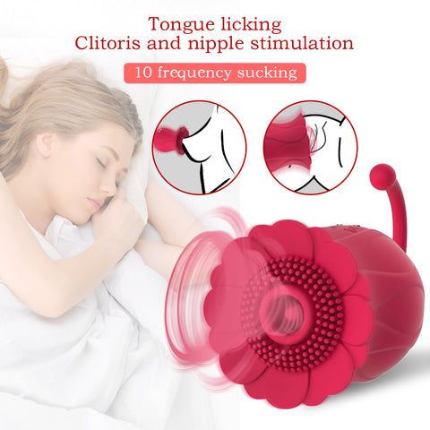 HC Rose Clitoris Suction Vibrator - Pink