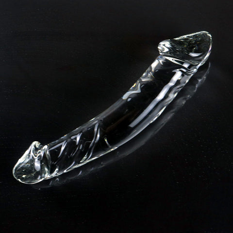XL Crystal Glass Double Ended Realistic Dildo Anal Plug - Extra Large 25cm