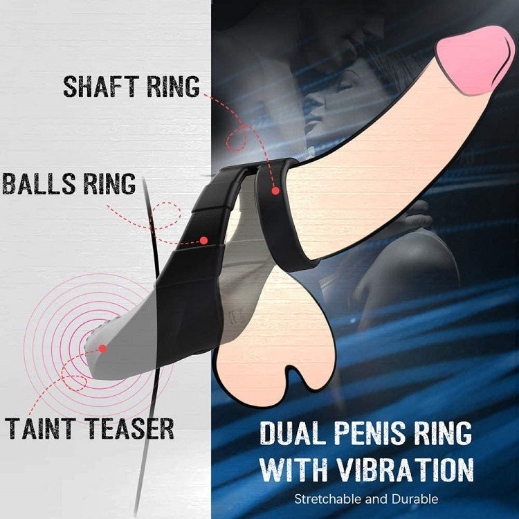 AH Double Rings Vibrating Penis Ring - USB Rechargeable