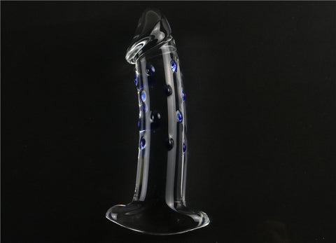XL Beaded Crystal Glass Realistic Dildo