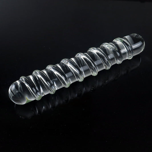 23cm Double-Ended Spiral Glass Dildo / Anal Plug