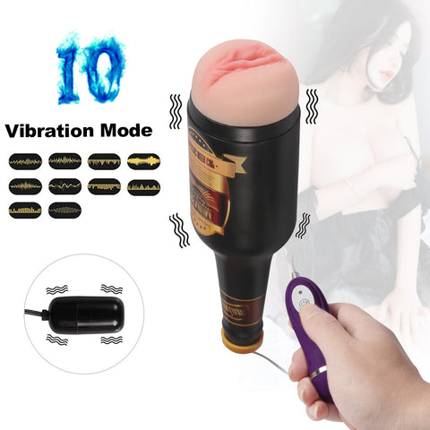 MD Bottle Pocket Pussy Vibrating Masturbator Vagina Stroker
