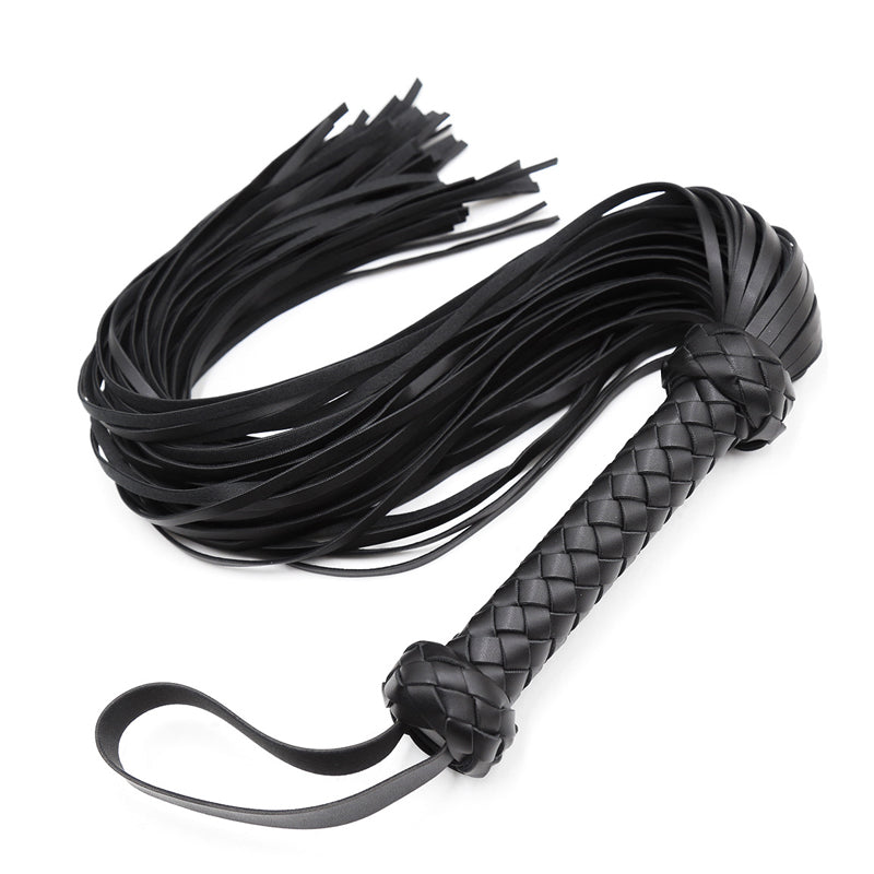 Faux Leather Tassels Bondage Flogger - Black