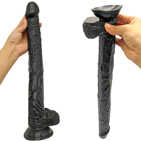 MD Laser Super X-Large Realistic Dildo & Anal Snake 40cm- Black