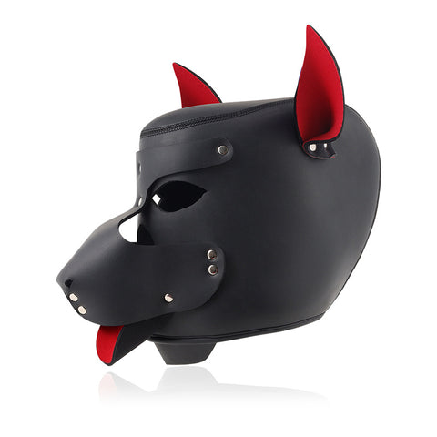 BDSM Puppy Play Bondage PU Leather Dog Headmask with Collar & Leash